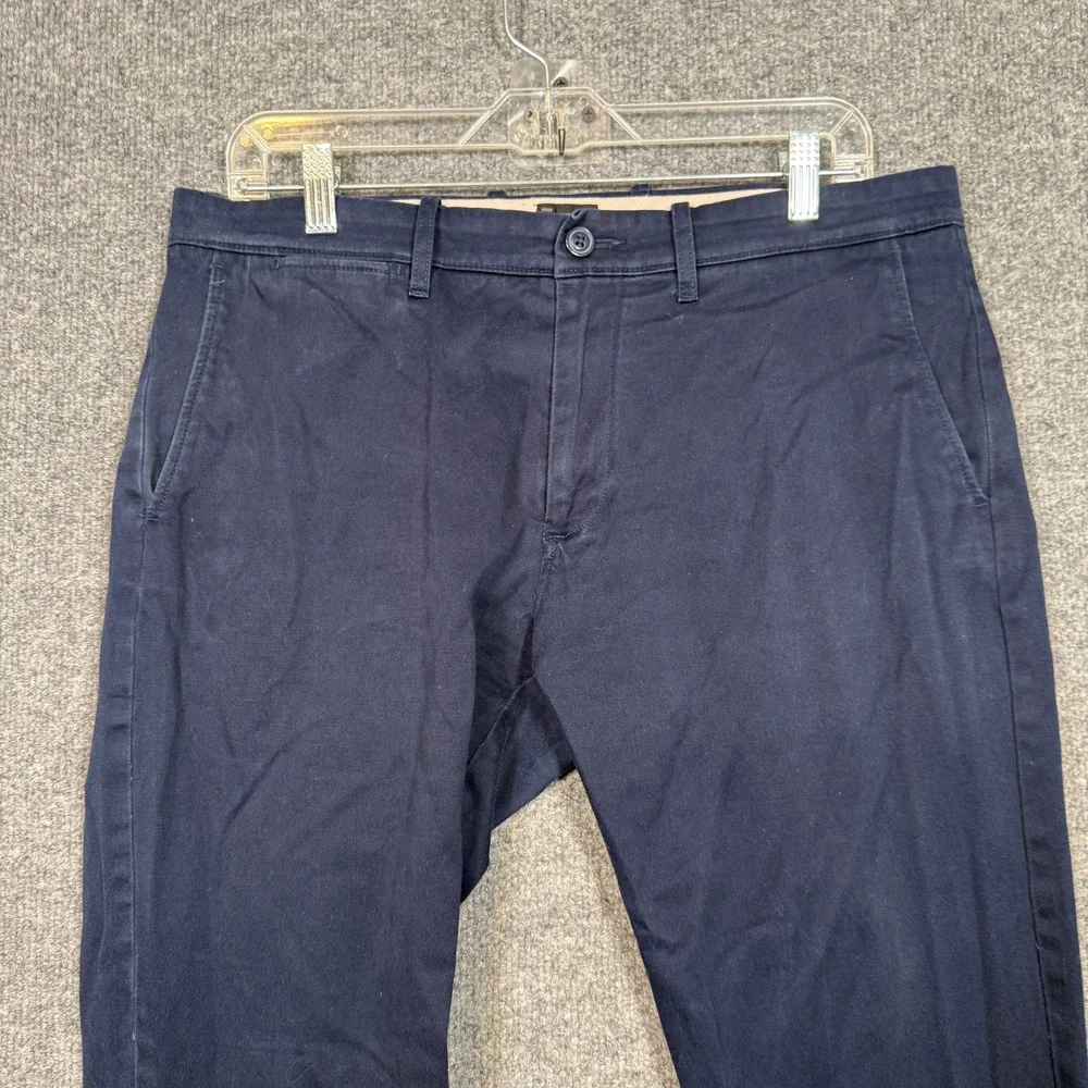 J Crew Stretch Chino Pants Mens 33x28 Navy Blue Stretch Flat Front Cotton Casual